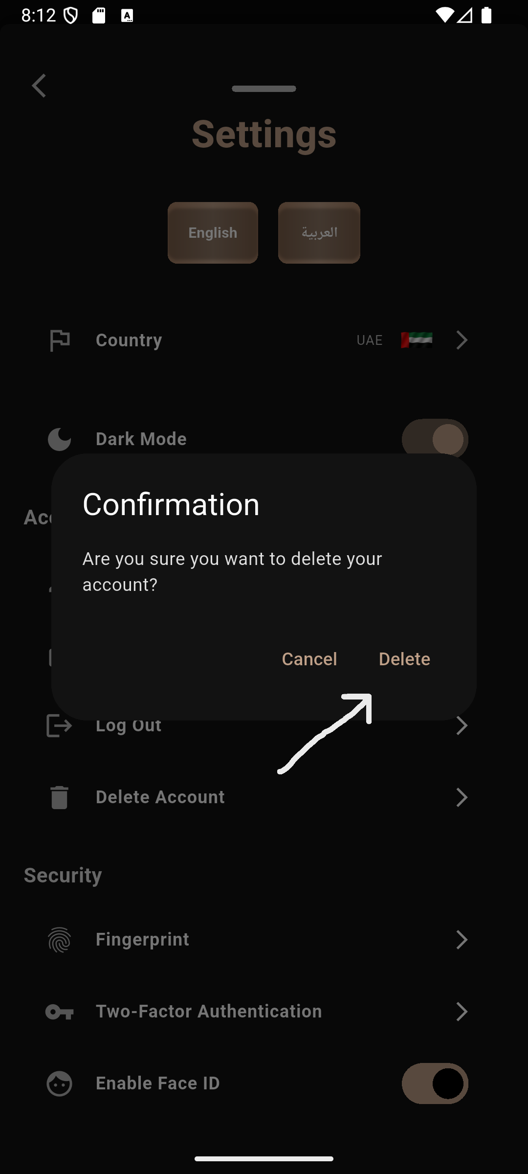 Delete Account Step 3
